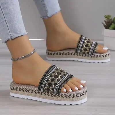 Geometric Weave Platform Sandals Trendsi