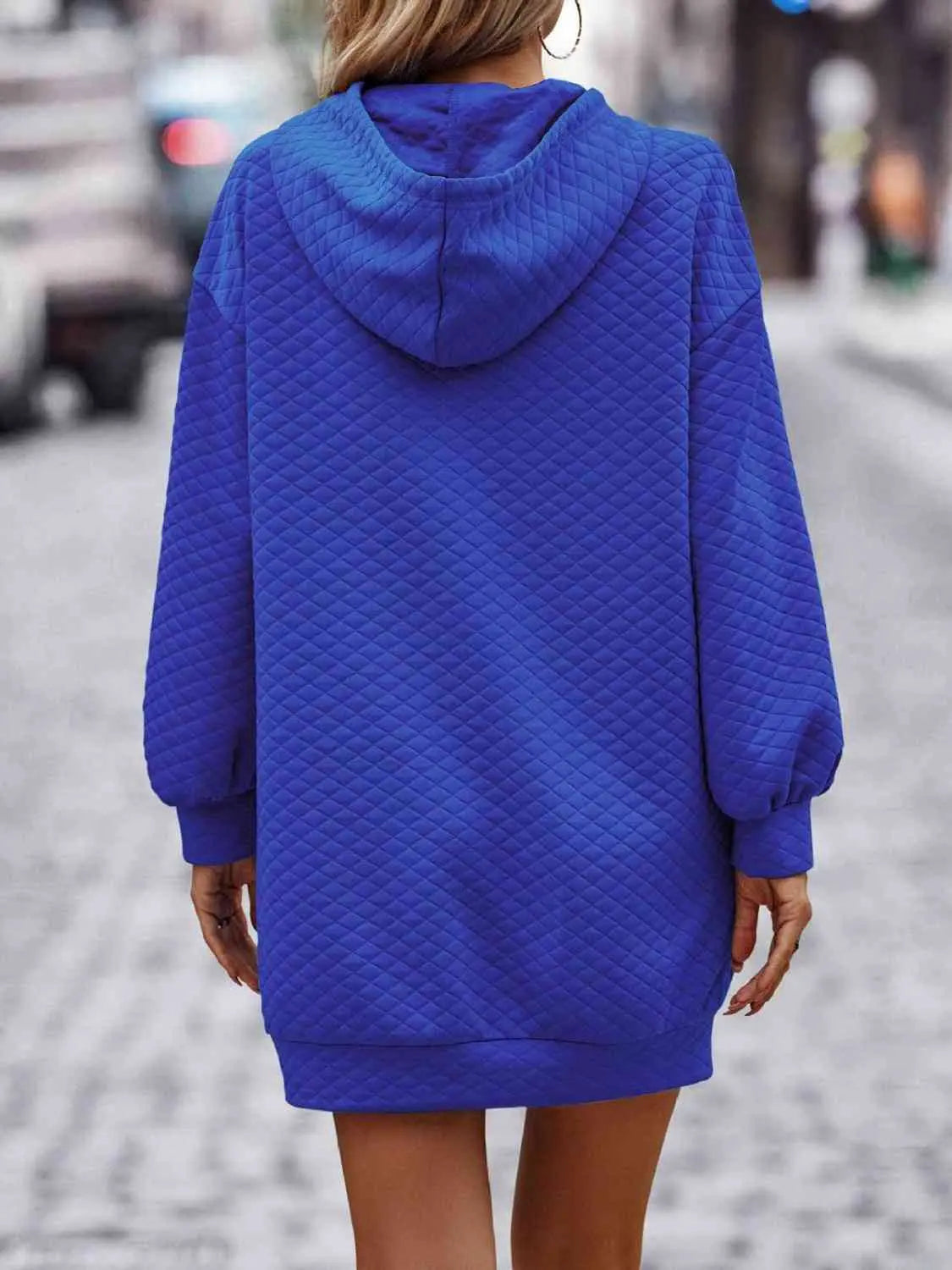 Textured Drawstring Tunic Hoodie GlossiChic Collection