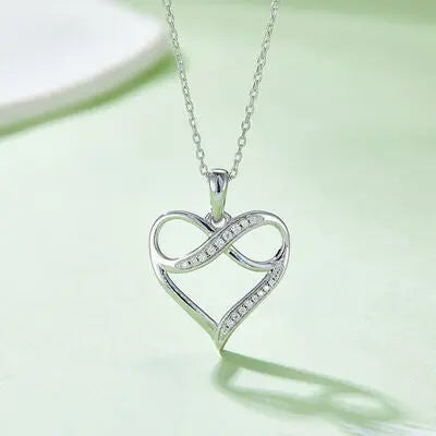 Moissanite 925 Sterling Silver Heart Necklace GlossiChic Collection