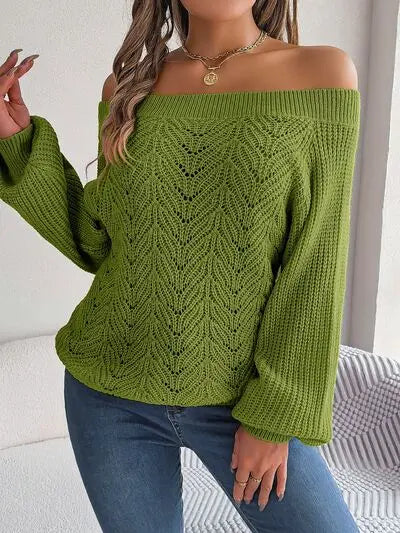 Off-Shoulder Long Sleeve Sweater GlossiChic Collection
