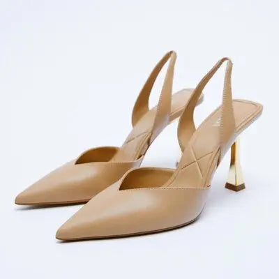 PU Leather Point Toe Stiletto Heel Pumps - GlossiChic Collection Tan / 36(US5) GlossiChic Collection Shoes & Accessories