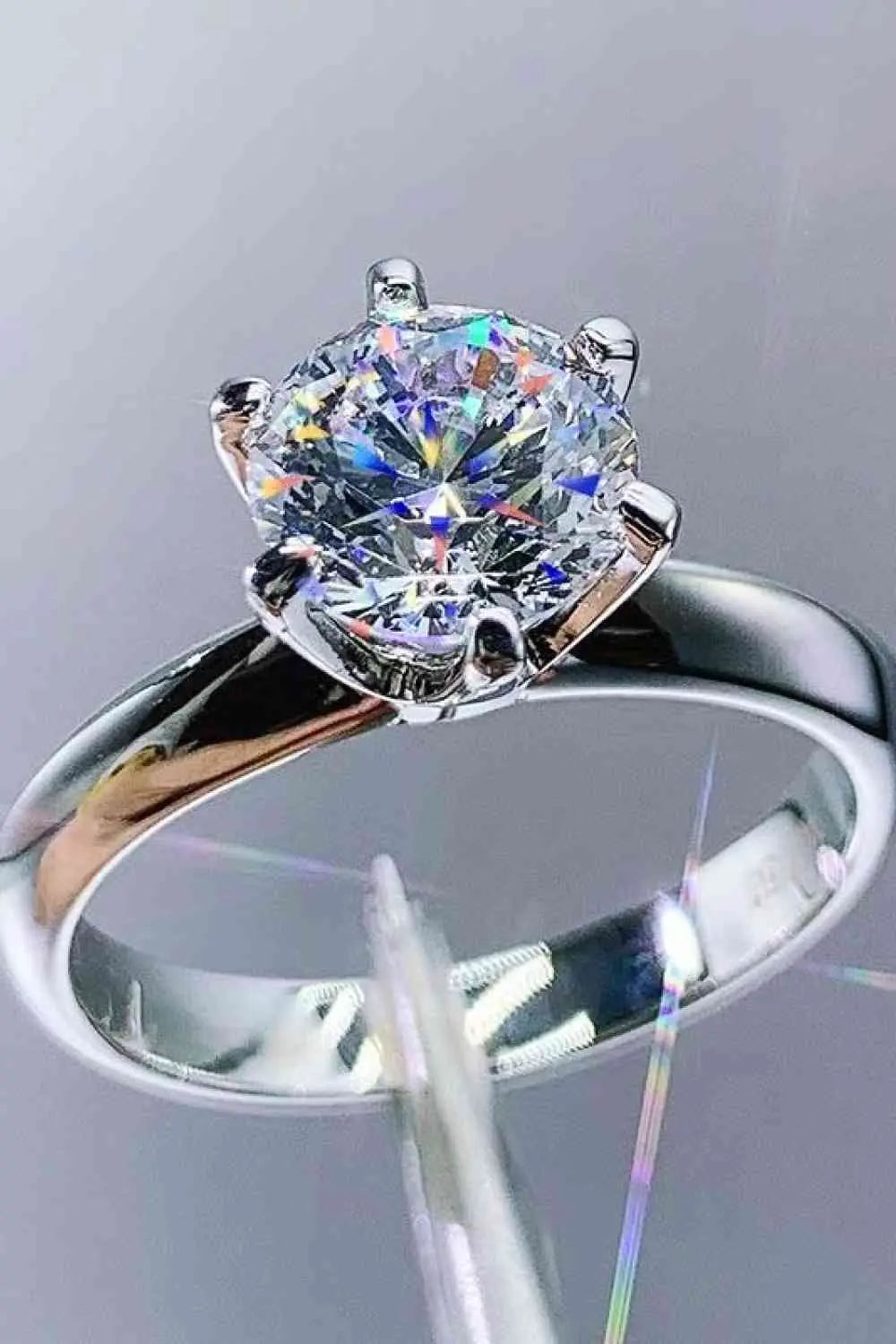 925 Sterling Silver 3 Carat Moissanite 6-Prong Ring - GlossiChic Collection Silver / 5 GlossiChic Collection jewelry