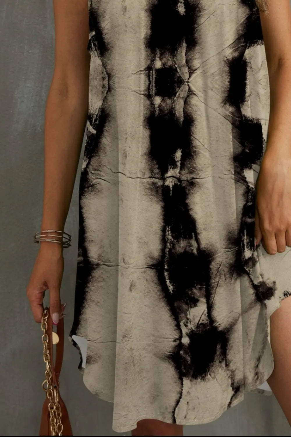 Tie-Dye Grecian Neck Dress Trendsi