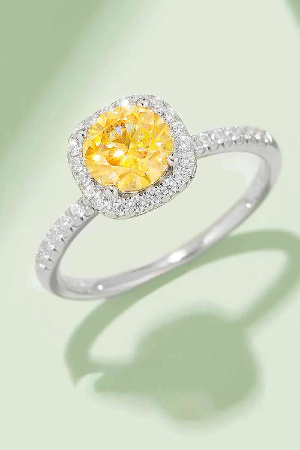 1 Carat Moissanite 925 Sterling Silver Halo Ring - GlossiChic Collection Mustard / 4.5 GlossiChic Collection jewelry