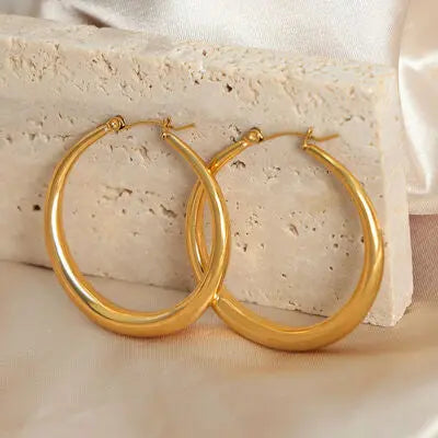 18K Gold-Plated Titanium Steel Hoop Earrings - GlossiChic Collection