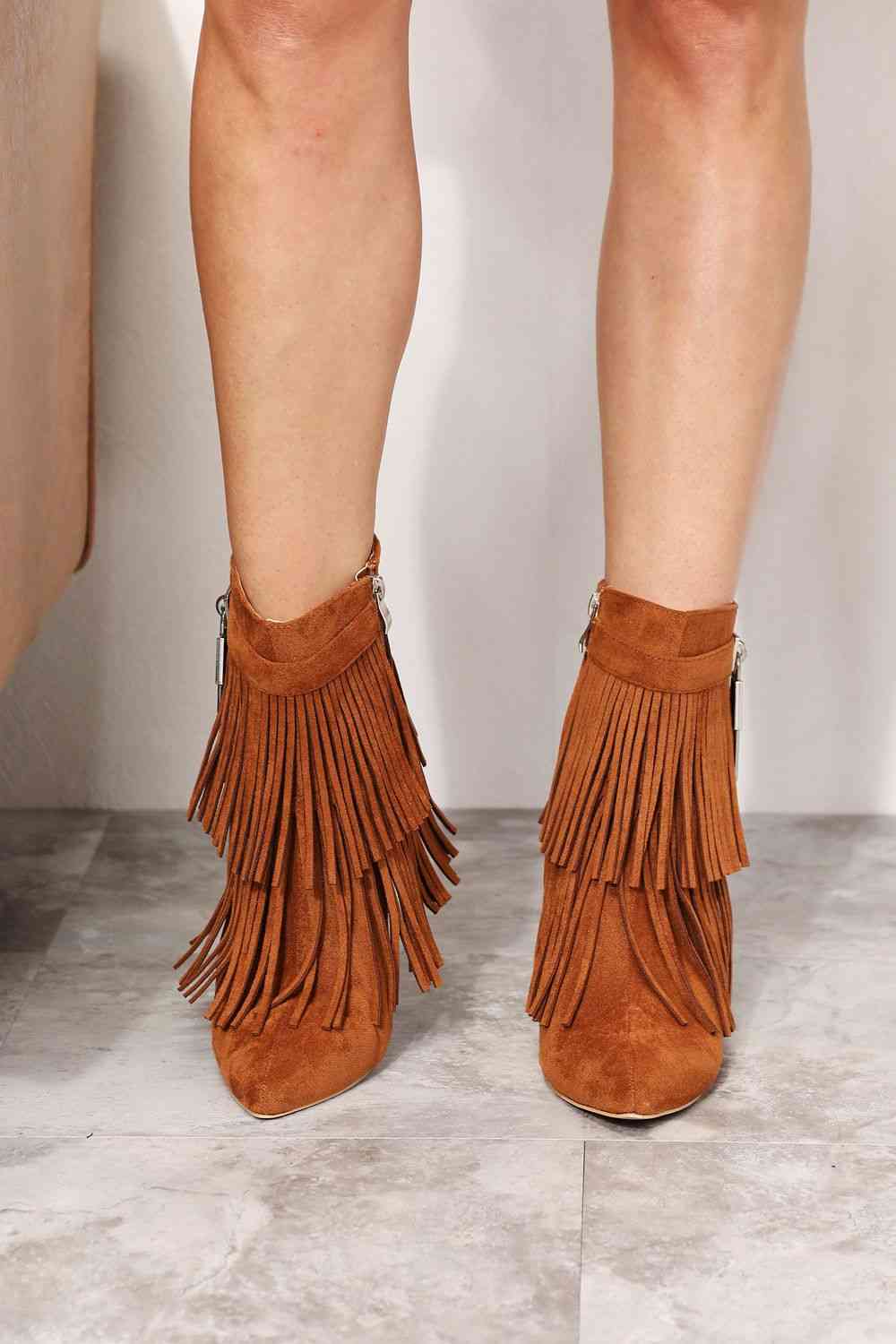 Tassel Wedge Heel Ankle Booties GlossiChic Collection