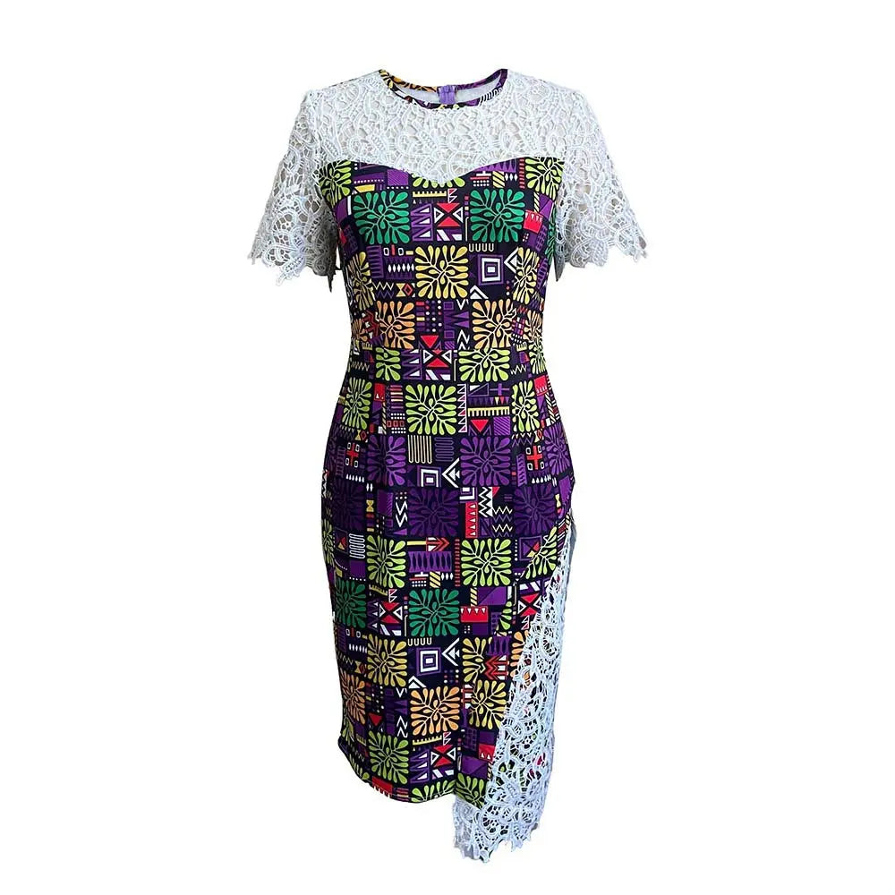 Lace & Print Dress GlossiChic Collection