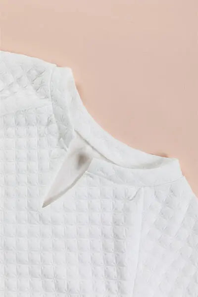 Notched Long Sleeve Sweater - GlossiChic Collection White / S GlossiChic Collection apparel