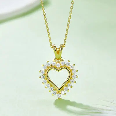 Moissanite 925 Sterling Silver Heart Pendant Necklace GlossiChic Collection