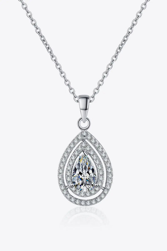 1 Carat Moissanite Teardrop Pendant Necklace - GlossiChic Collection