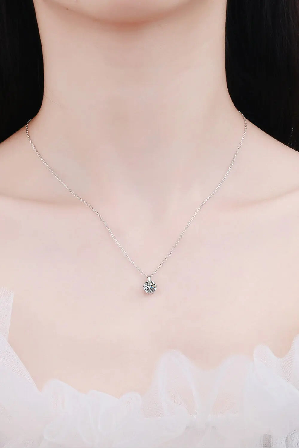 Minimalist 925 Sterling Silver Moissanite Pendant Necklace GlossiChic Collection