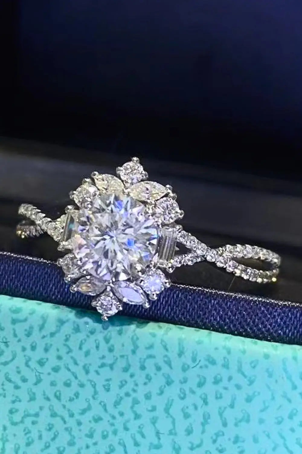 Floral 2 Carat Moissanite Crisscross Ring - GlossiChic Collection Silver / 5 GlossiChic Collection jewelry