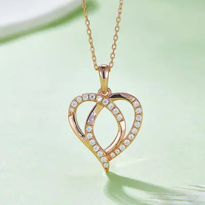 Moissanite 925 Sterling Silver Heart Shape Necklace GlossiChic Collection