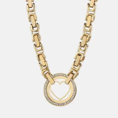 Cutout Heart Shape Inlaid Zircon Chain Necklace - GlossiChic Collection