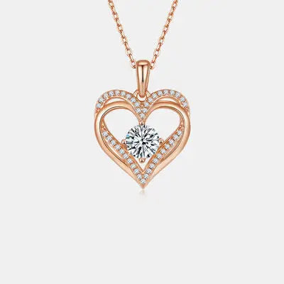 1.2 Carat Moissanite 925 Sterling Sliver Heart Necklace - GlossiChic Collection