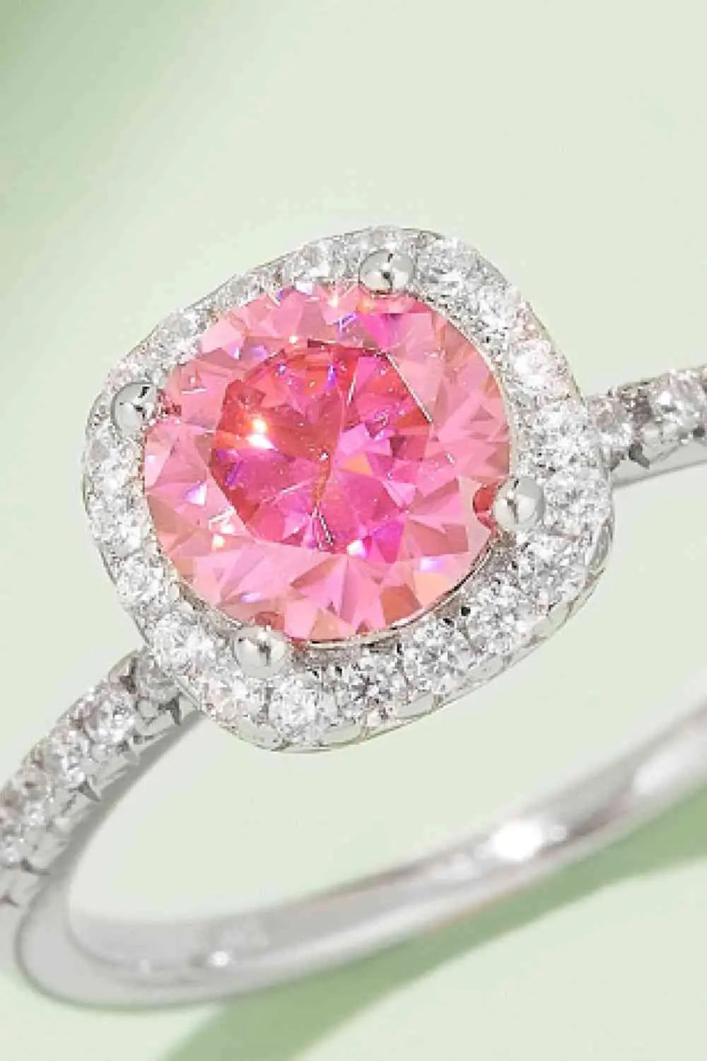1 Carat Moissanite 925 Sterling Silver Halo Ring - GlossiChic Collection Deep Rose / 4.5 GlossiChic Collection jewelry