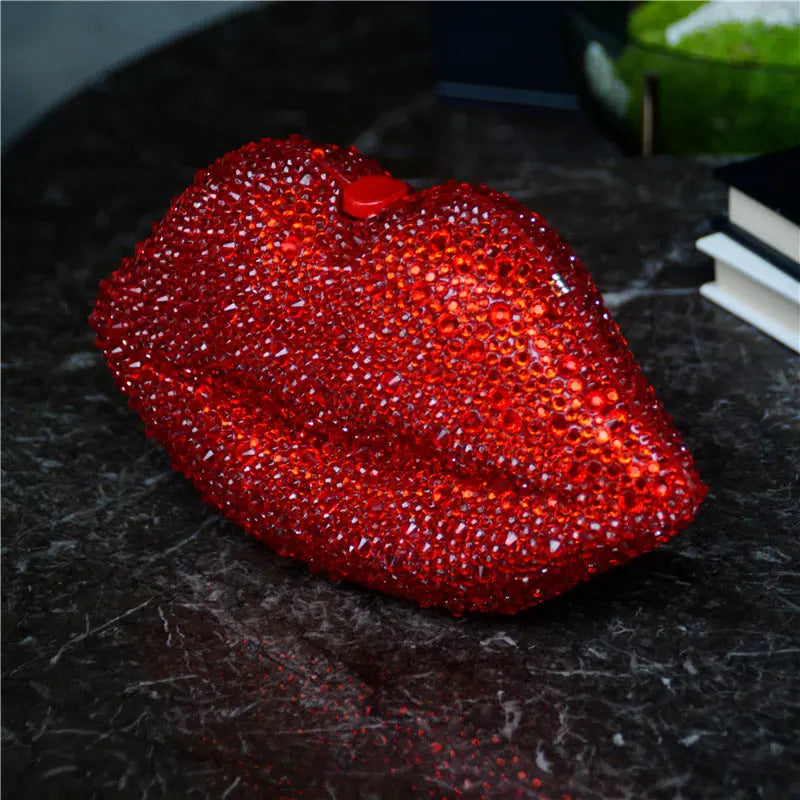 Rhinestone Bag Acrylic Lip Chain Dinner Bag Women GlossiChic Collection