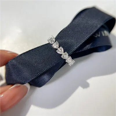 2.1 Carat 925 Sterling Silver Moissanite Heart Ring - GlossiChic Collection Silver / 5 GlossiChic Collection jewelry