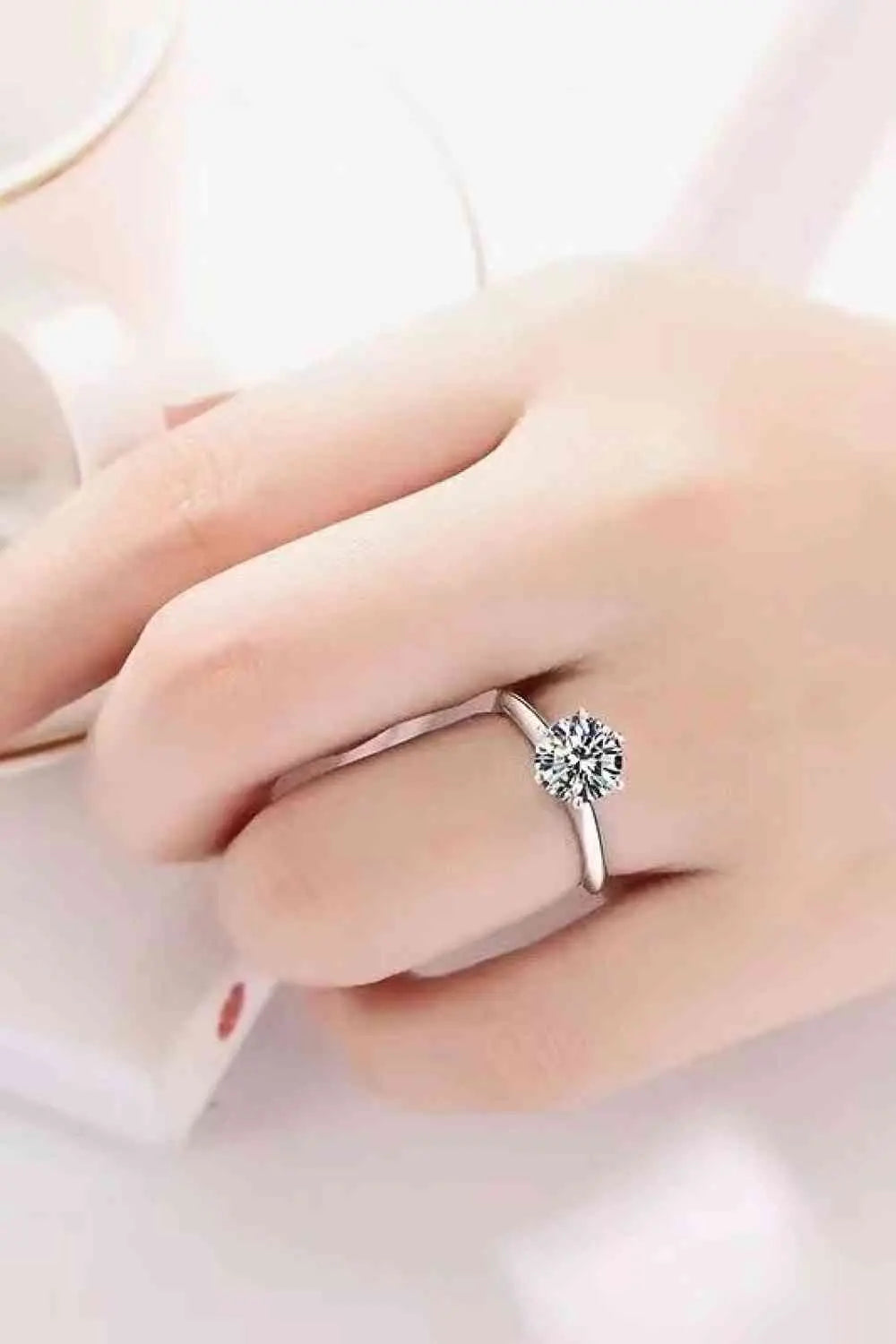 925 Sterling Silver 3 Carat Moissanite 6-Prong Ring - GlossiChic Collection