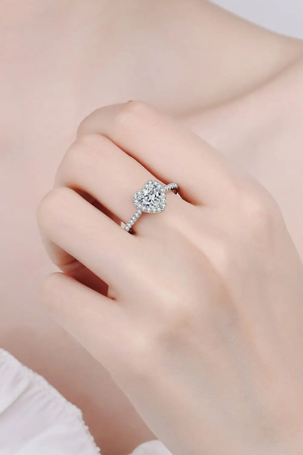 1 Carat Moissanite Heart-Shaped Ring - GlossiChic Collection