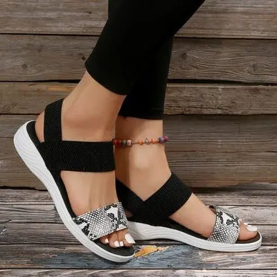 PU Leather Open Toe Low Heel Sandals Trendsi