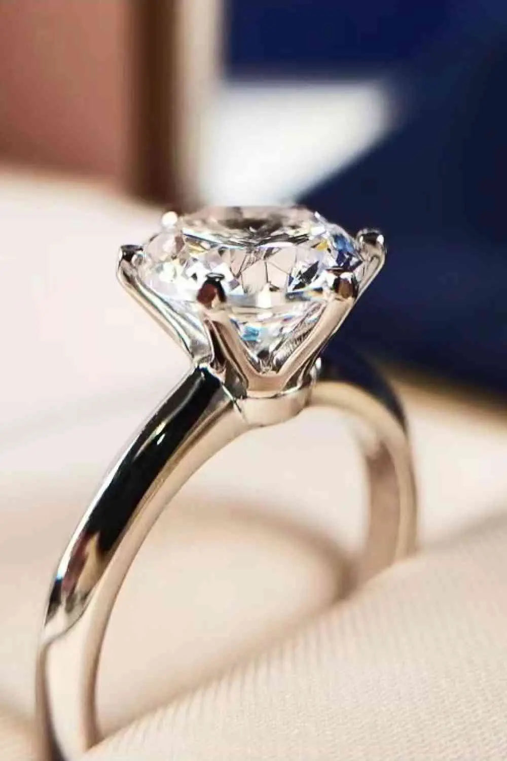 925 Sterling Silver 3 Carat Moissanite 6-Prong Ring - GlossiChic Collection Silver / 5 GlossiChic Collection jewelry