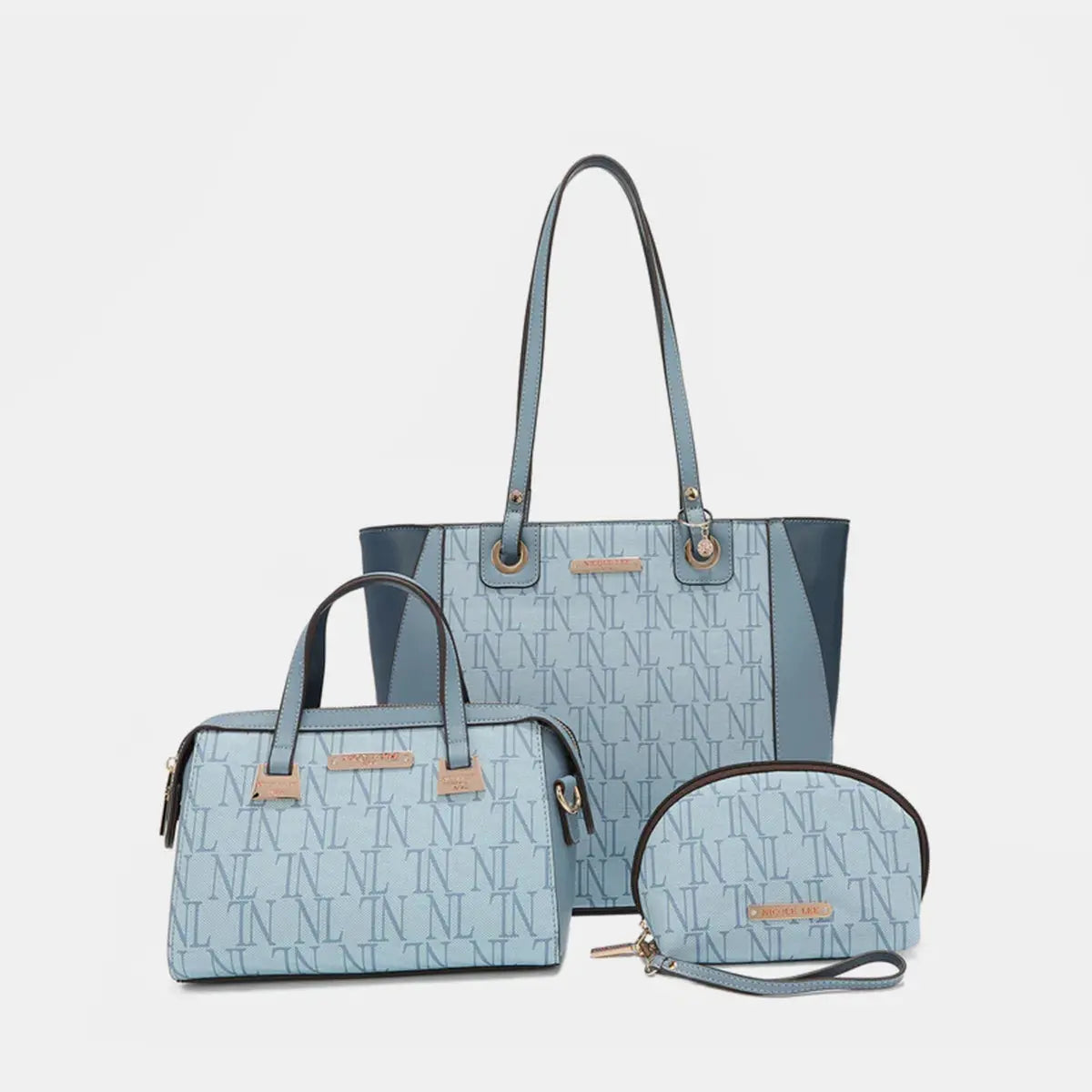 3-Piece Letter Print Texture Handbag Set - GlossiChic Collection