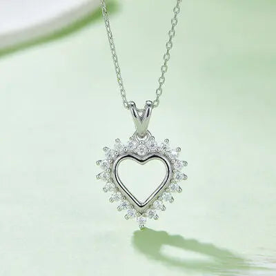 Moissanite 925 Sterling Silver Heart Pendant Necklace GlossiChic Collection