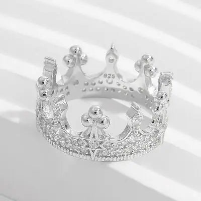 Crown Shape Zircon 925 Sterling Silver Ring - GlossiChic Collection