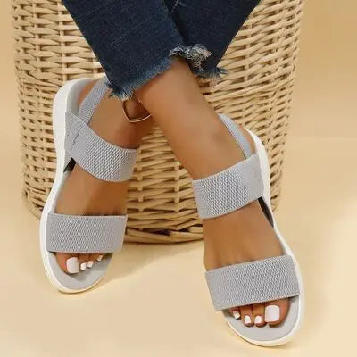 Rubber Open Toe Low Heel Sandals Trendsi