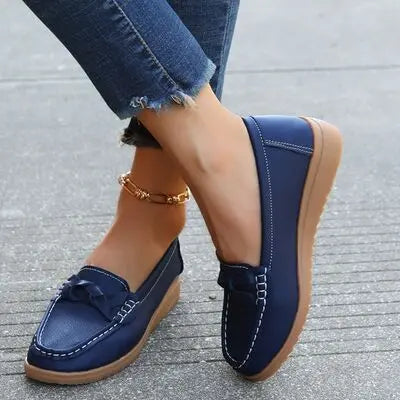Weave Wedge Heeled Loafers - GlossiChic Collection Cobald Blue / 35 GlossiChic Collection Shoes & Accessories