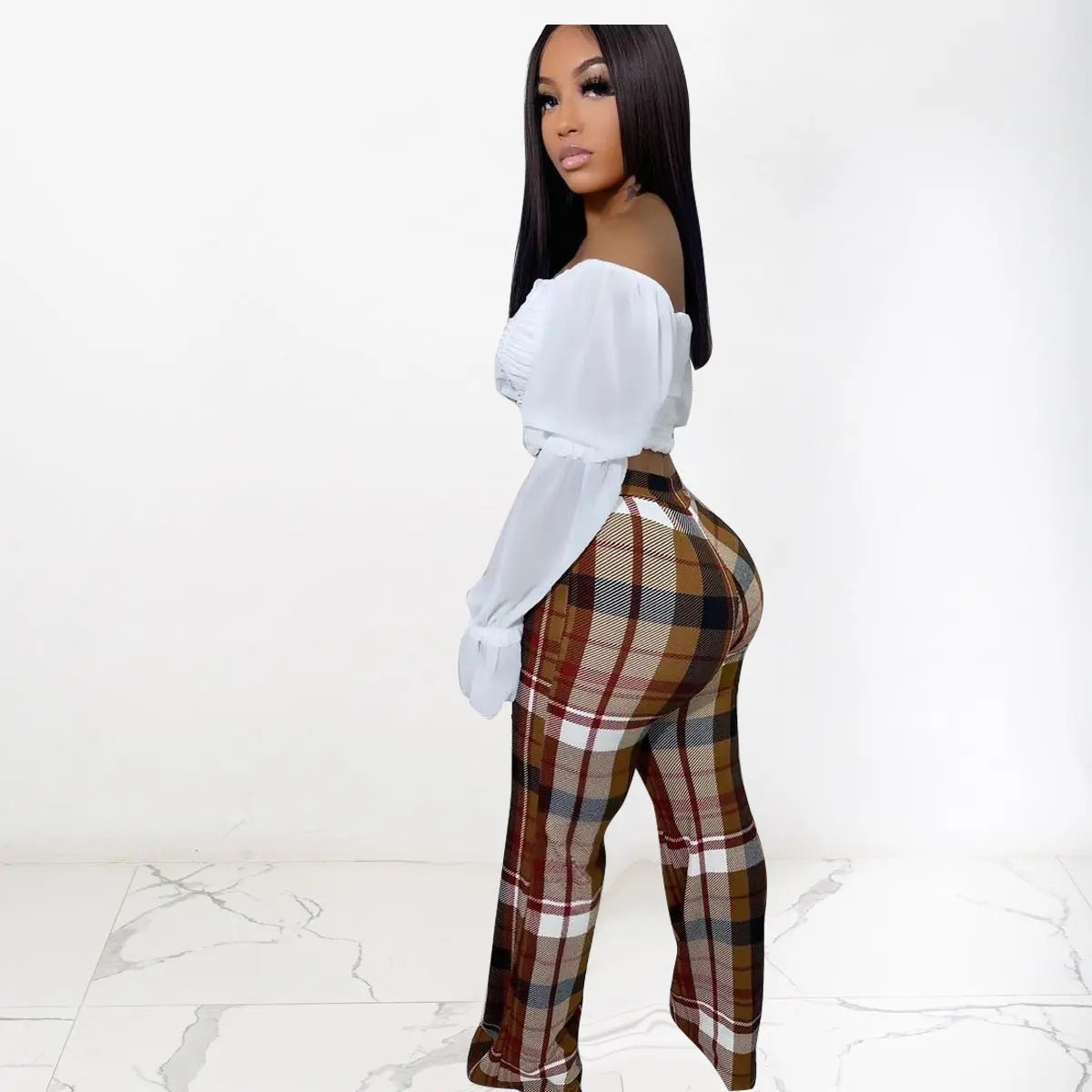 Werk Em Plaid Trousers GlossiChic Collection