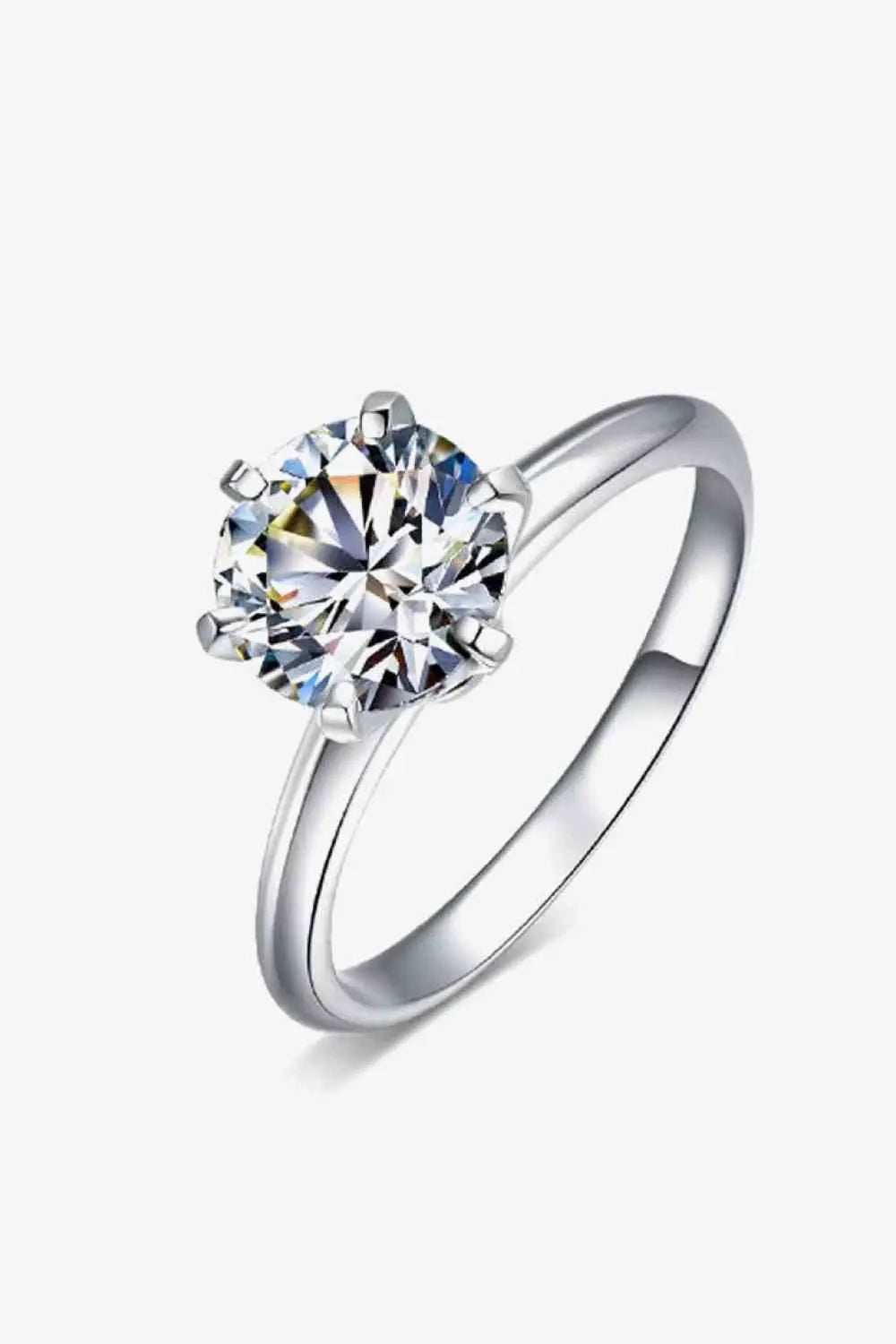 925 Sterling Silver 3 Carat Moissanite 6-Prong Ring - GlossiChic Collection Silver / 5 GlossiChic Collection jewelry