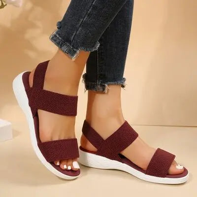 Rubber Open Toe Low Heel Sandals - GlossiChic Collection Black / 36(US5) GlossiChic Collection Shoes & Accessories