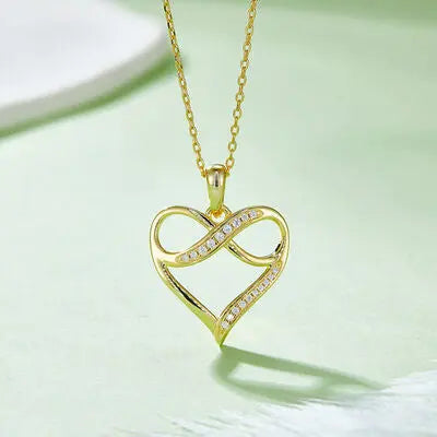 Moissanite 925 Sterling Silver Heart Necklace GlossiChic Collection