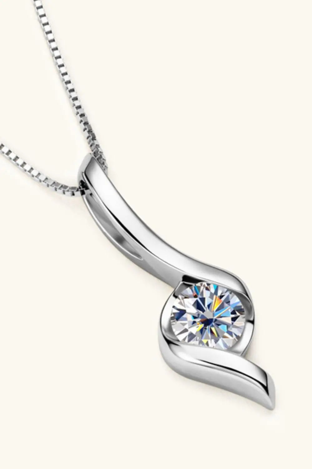 1 Carat Moissanite 925 Sterling Silver Necklace - GlossiChic Collection