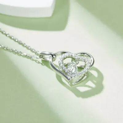 Moissanite 925 Sterling Silver Heart Necklace GlossiChic Collection