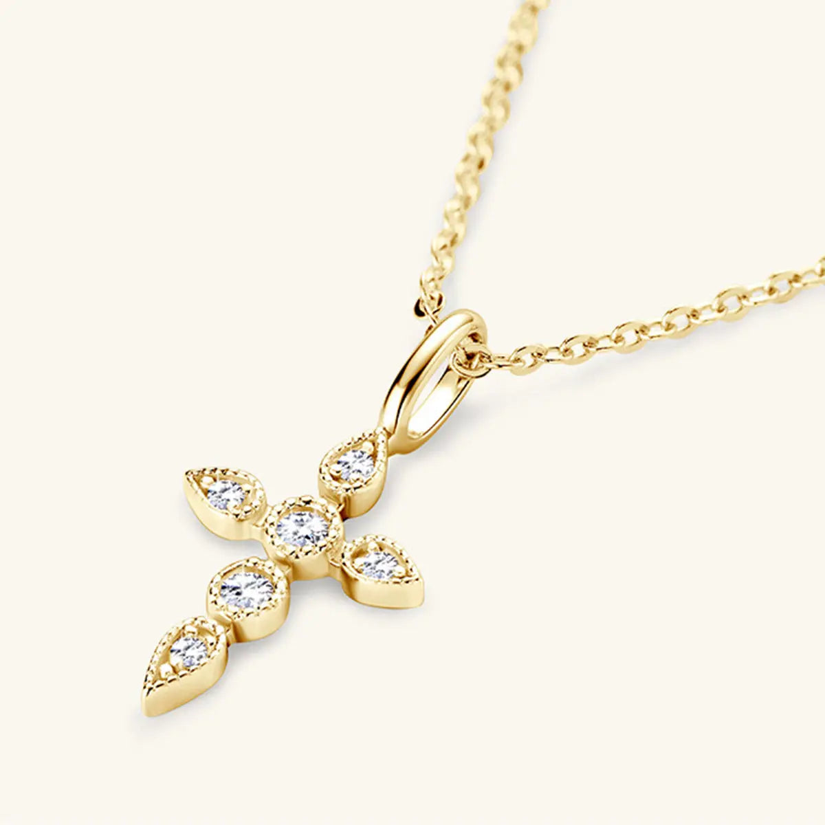 925 Sterling Silver Moissanite Cross Pendant Necklace - GlossiChic Collection