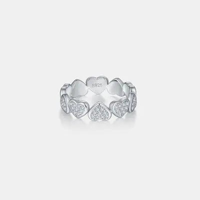 Moissanite 925 Sterling Silver Heart Shape Ring GlossiChic Collection