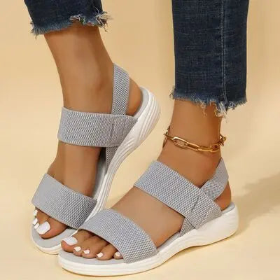 Rubber Open Toe Low Heel Sandals - GlossiChic Collection Charcoal / 36(US5) GlossiChic Collection Shoes & Accessories