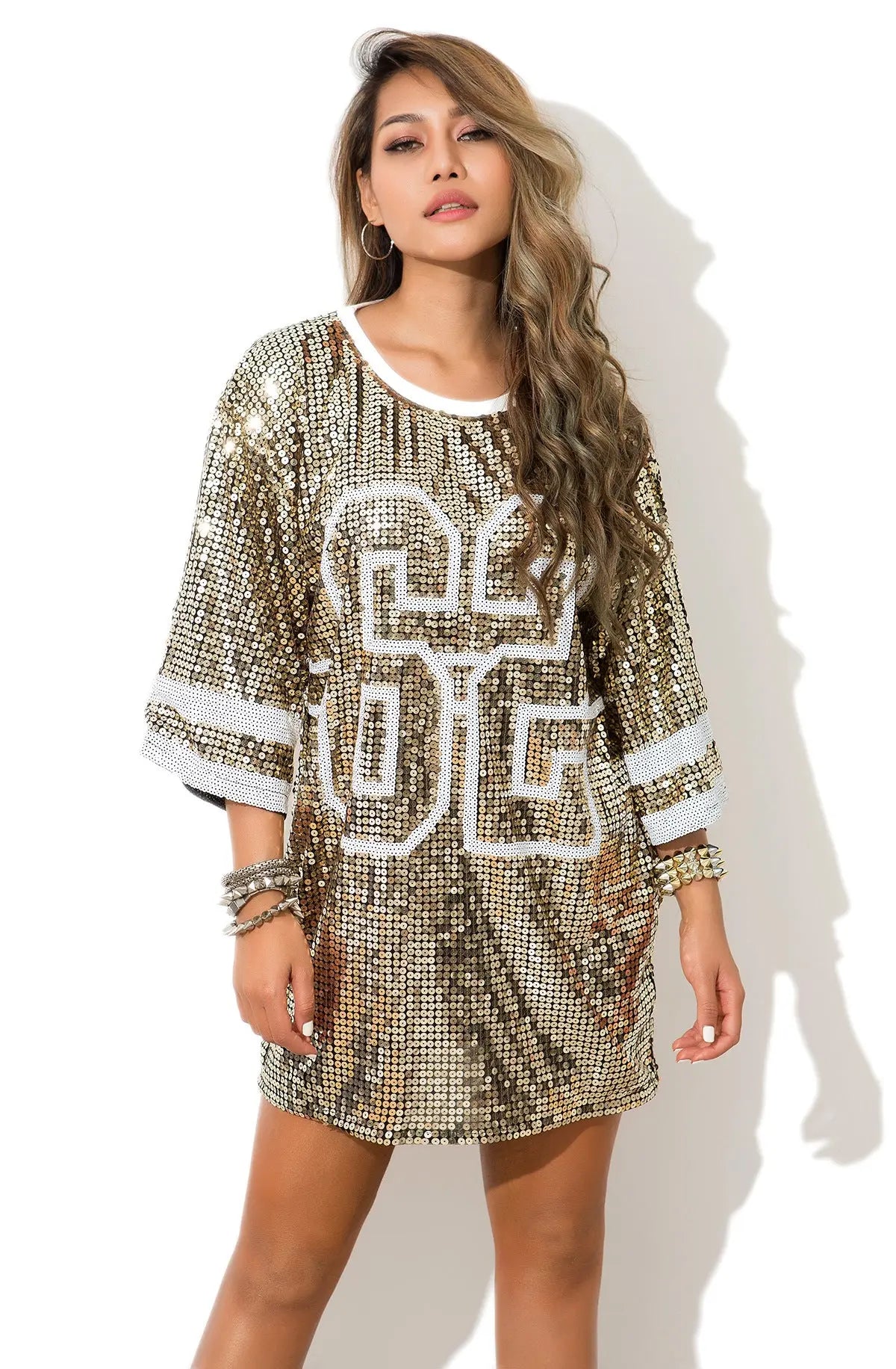 Center Stage Sequin T-Shirt Dress - GlossiChic Collection