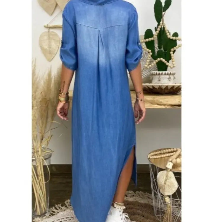 Plus Size Causal Washed Denim Dress GlossiChic Collection