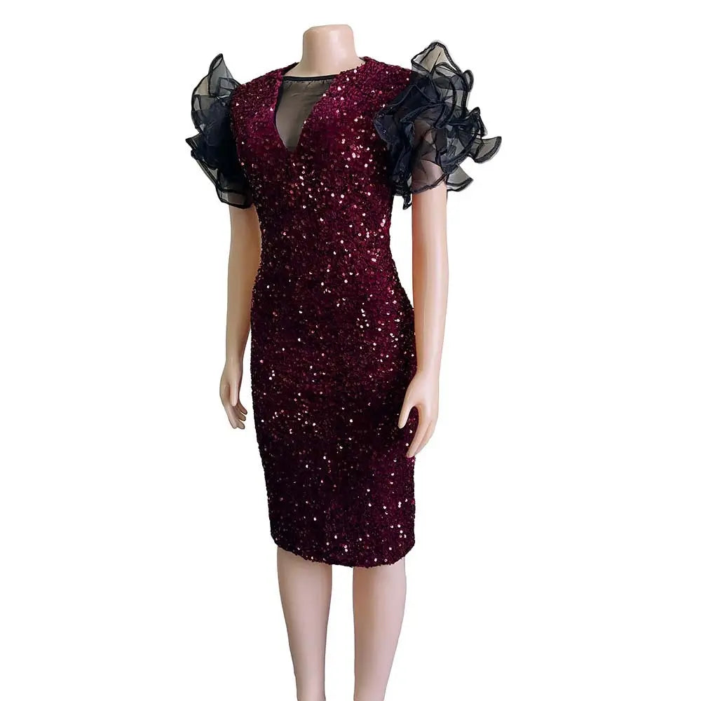 Midnight Velvet Sequins Dress GlossiChic Collection