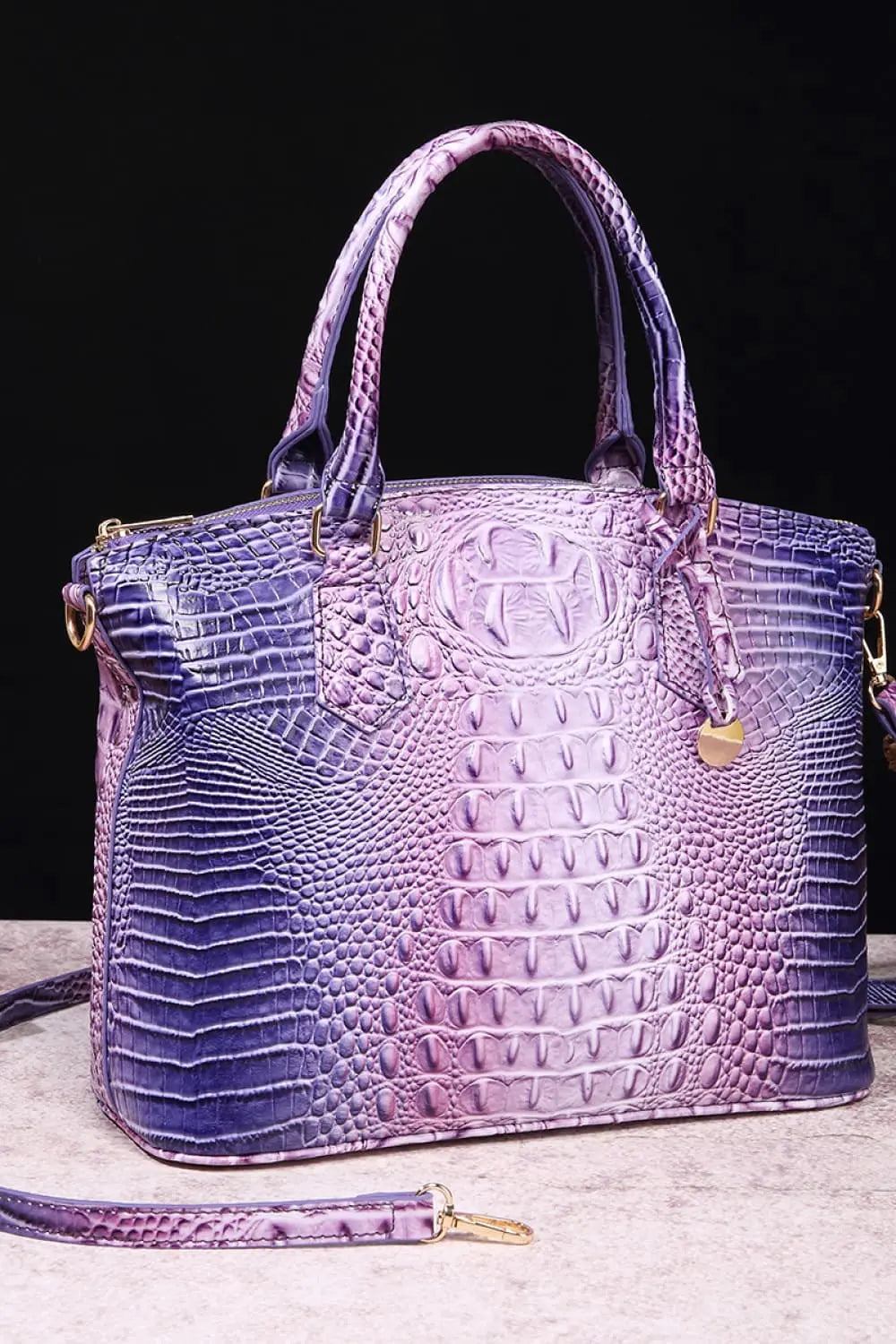 Gradient PU Leather Handbag - GlossiChic Collection Electric Purple / One Size GlossiChic Collection handbags