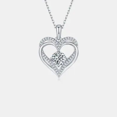 1.2 Carat Moissanite 925 Sterling Sliver Heart Necklace - GlossiChic Collection