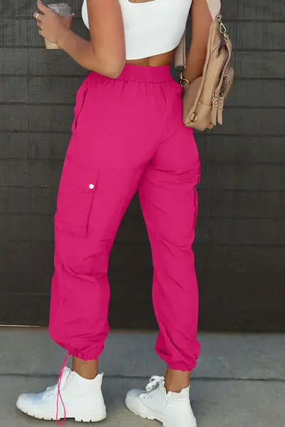 Drawstring Elastic Waist Pants with Pockets - GlossiChic Collection Charcoal / S GlossiChic Collection apparel