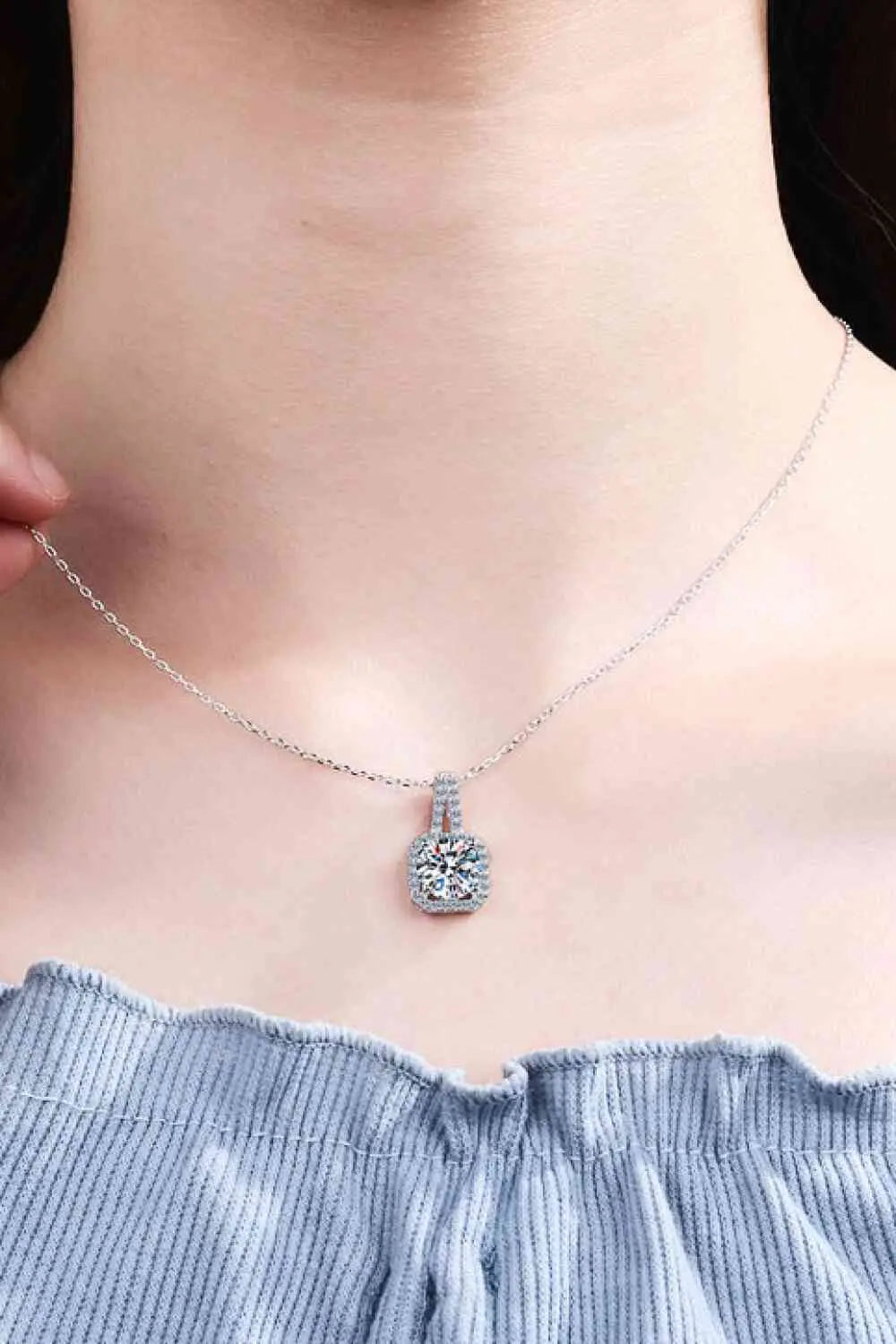 1 Carat Moissanite Necklace - GlossiChic Collection