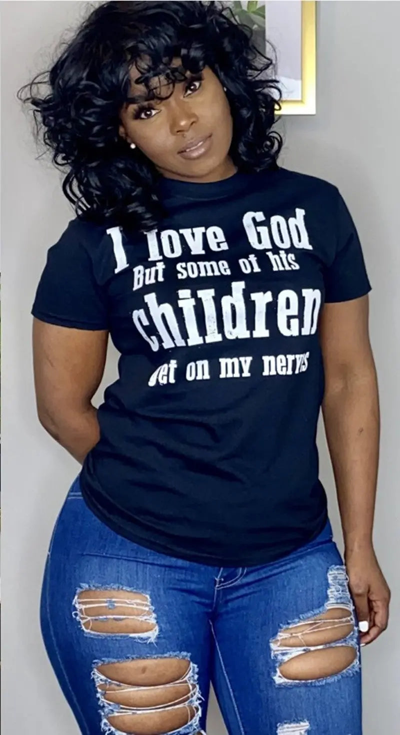 I Love God Round Neck Short Sleeve T-Shirt GlossiChic Collection