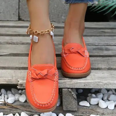 Weave Wedge Heeled Loafers - GlossiChic Collection Red Orange / 35 GlossiChic Collection Shoes & Accessories