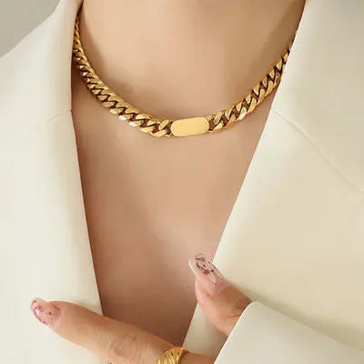 18K Gold-Plated Titanium Steel Chain Necklace - GlossiChic Collection